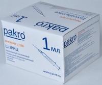 1 мл трехкомпонентный шприц Pakro инсулиновый U100 , с иглой 0,3х13, 100 шт купить в Воронеже